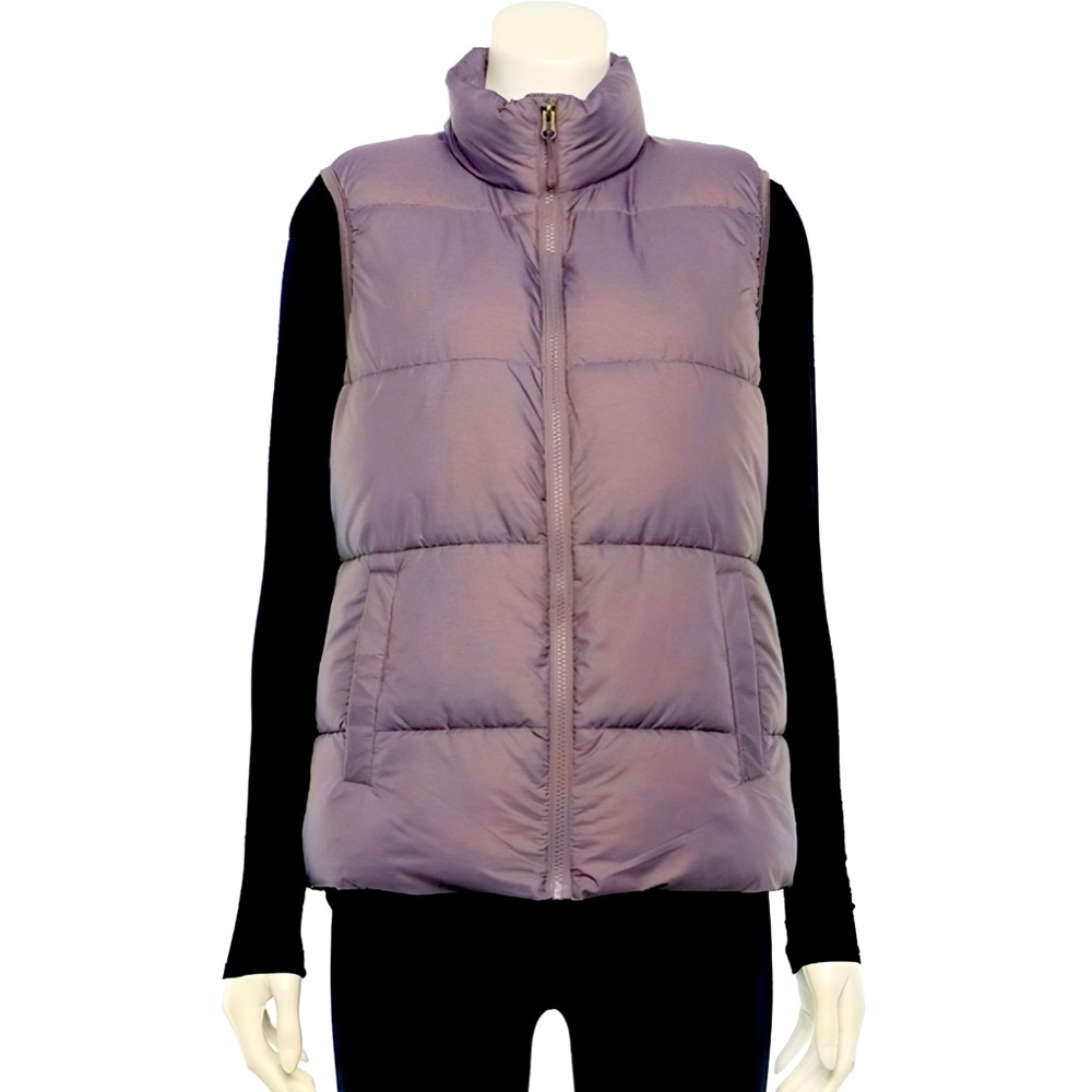 HEATKEEP Women's Purple Casual Lightweight Quilted Puffer Zip-up Vest Super WARM